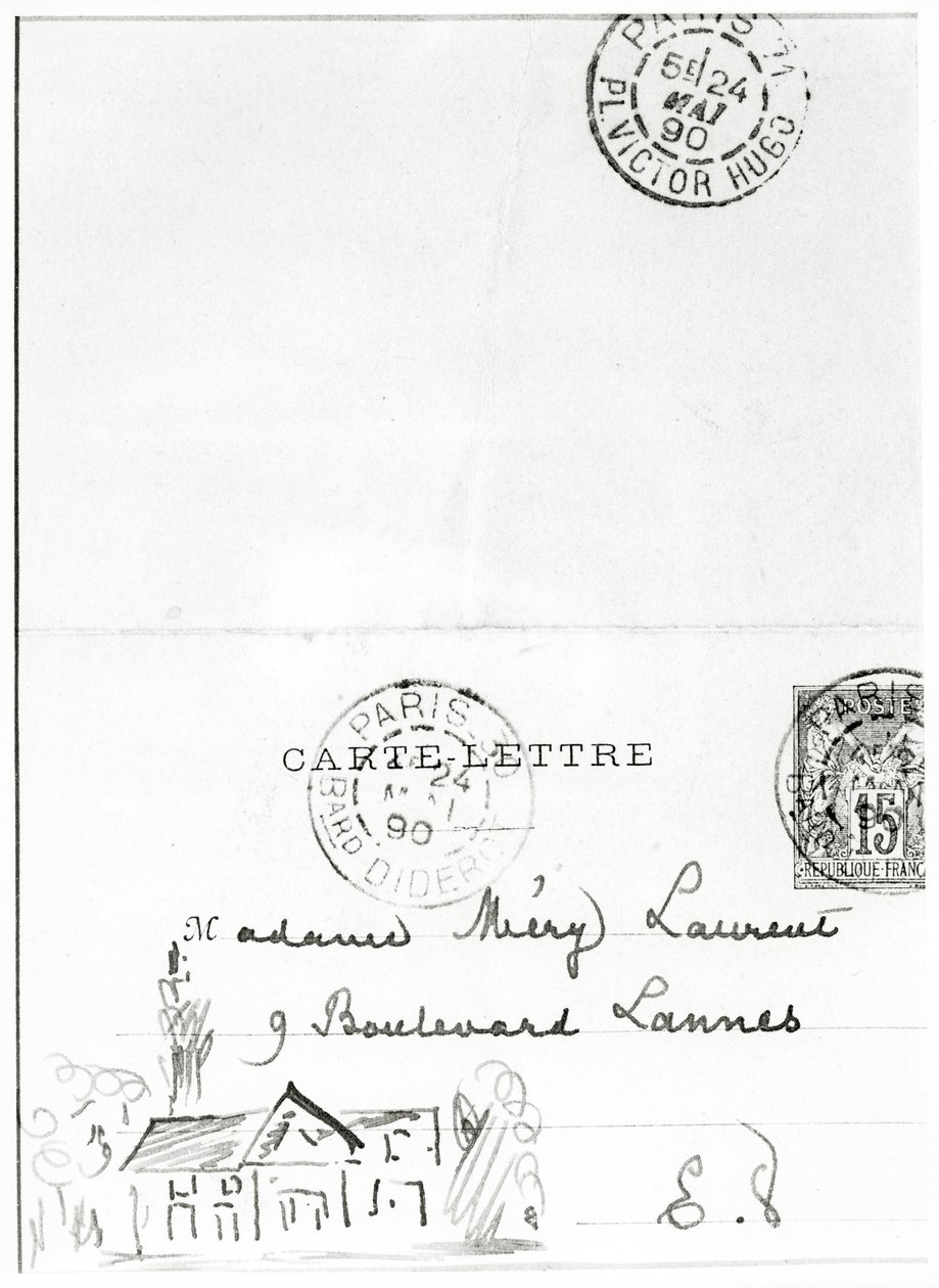 Enveloppe avec dessins de Stéphane Mallarmé à Méry Laurent, 1890 - Stephane Mallarme