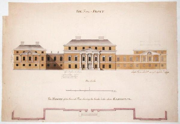 Plan au sol et élévation pour une villa, 1763 - Stephen Riou