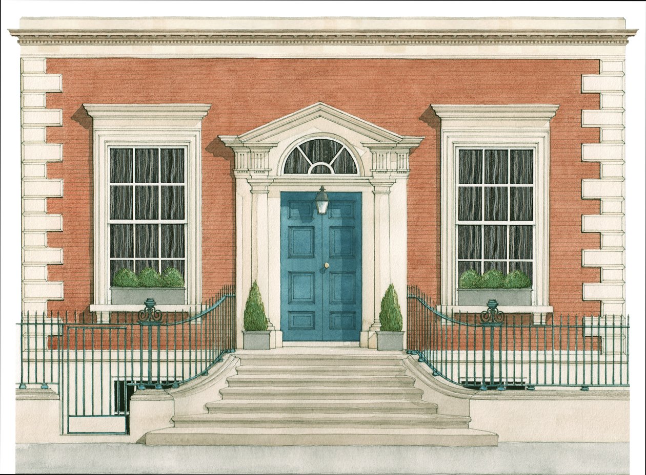 Porte britannique du XVIIIe siècle (géorgienne) (encre et aquarelle) - Stephen Conlin