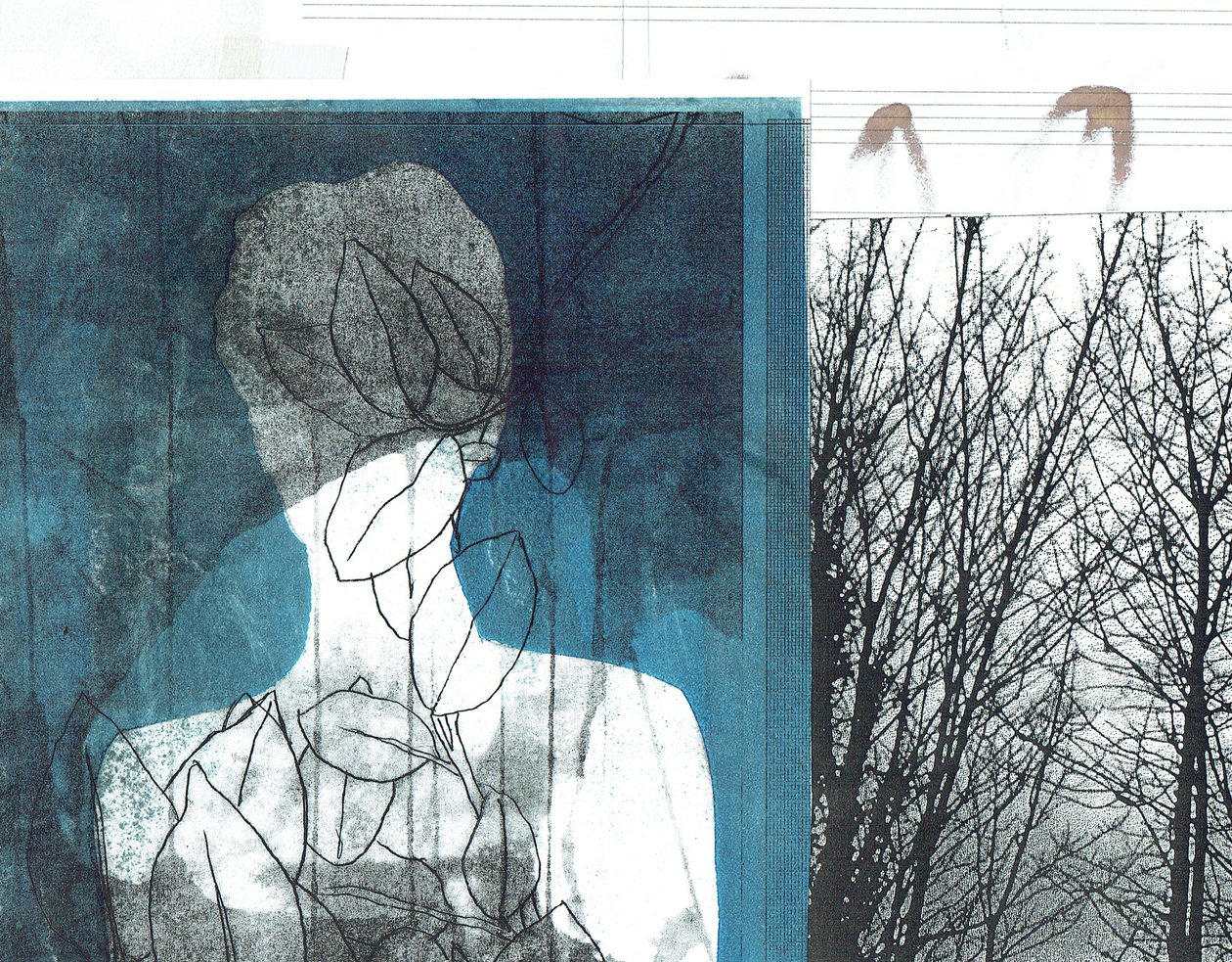 La Foret I, 2016 (monoprint  collage) - Stephen Dow