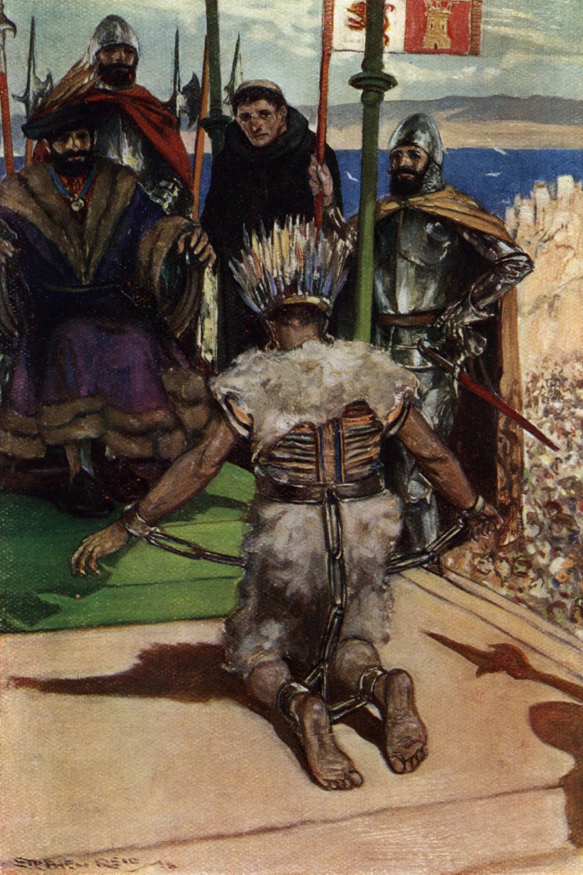 Montezuma II fait prisonnier par Hernán Cortés en 1519 - Stephen Reid