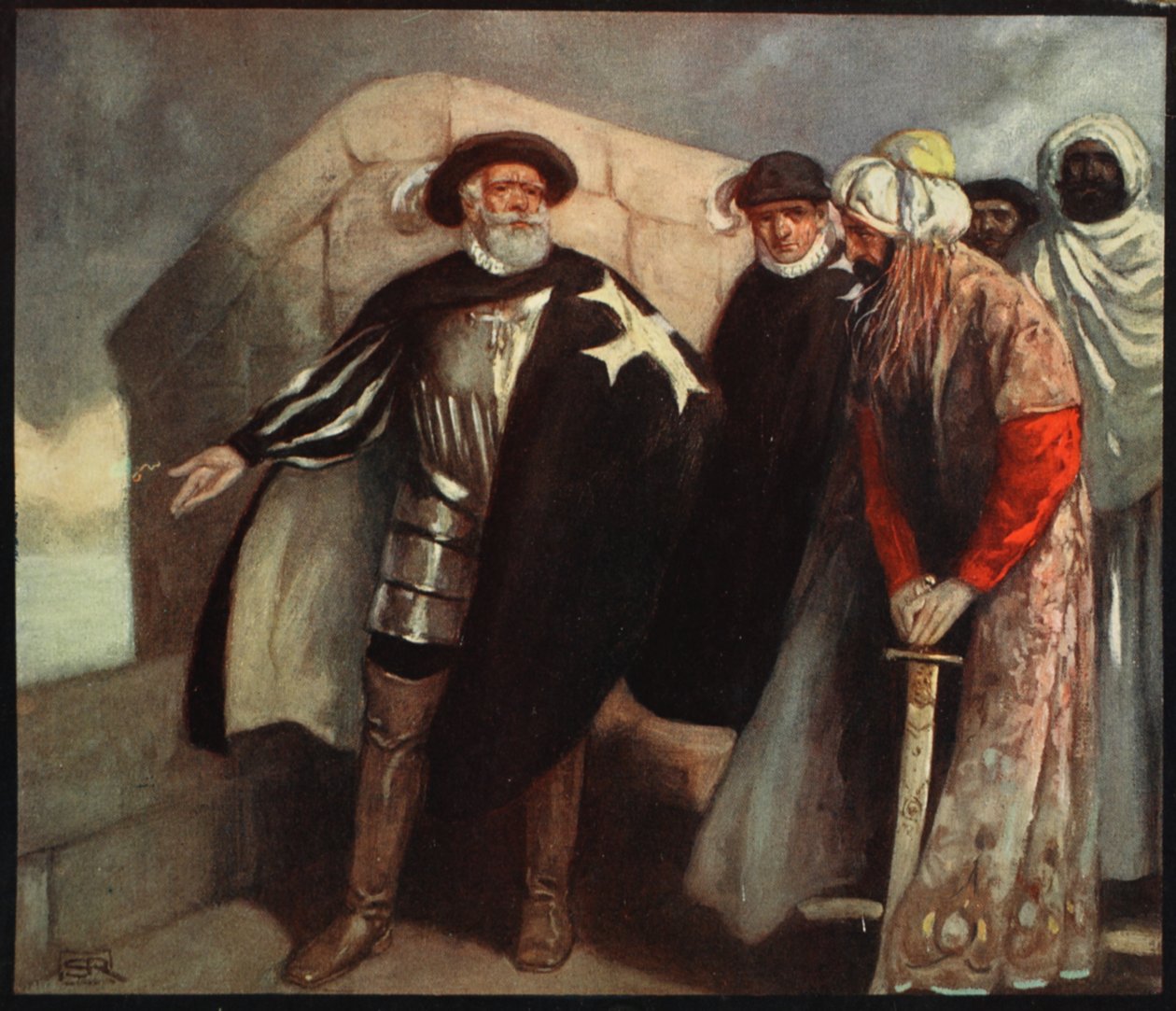 Les Chevaliers de la Croix Blanche dans le Fort de Saint Angelo, illustration de 