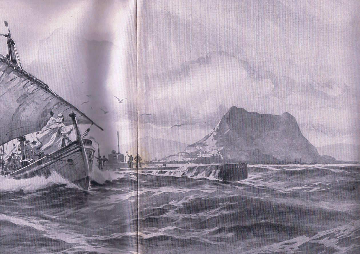 Sous-marin allemand traversant les détroits de Gibraltar en route vers les Dardanelles, de L