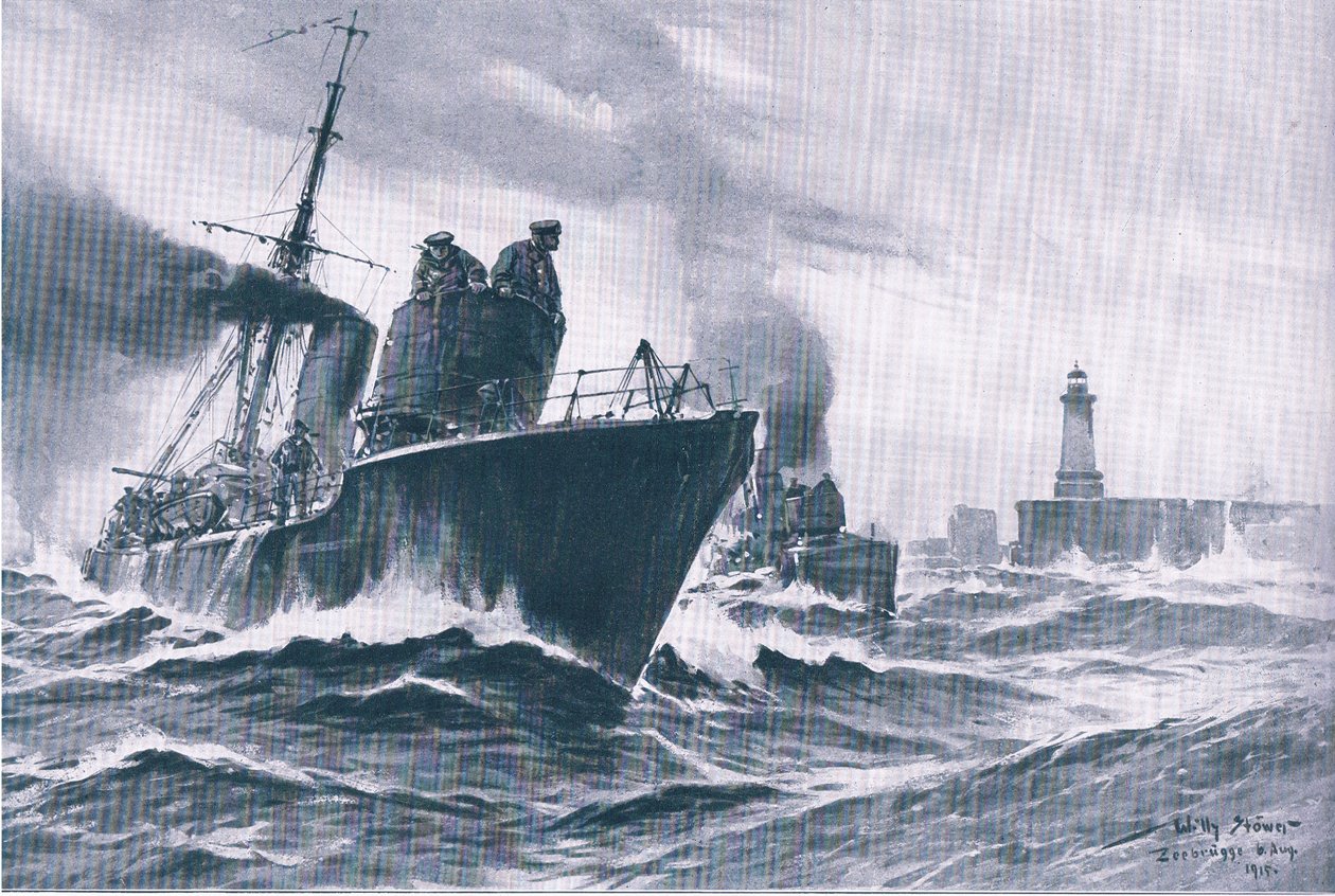 Patrouilleurs et dragueurs de mines quittant le port de Zeebrugge, de L