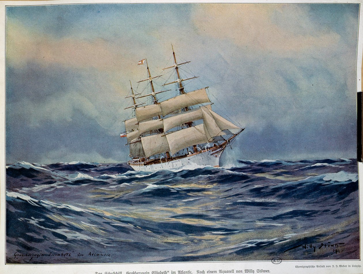 La voile de la Grande Duchesse Elisabeth. Aquarelle par Willy Stöwer. 1909. Arts décoratifs, Paris - Willy Stoewer 