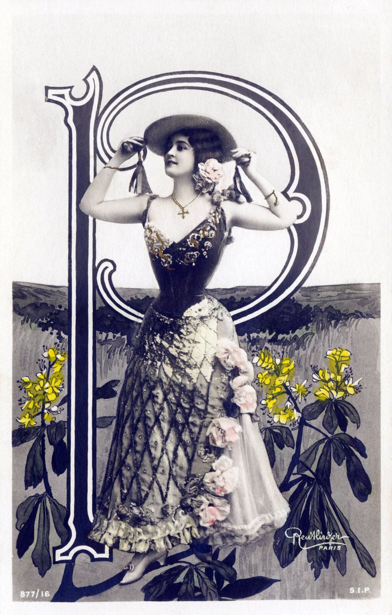 Mlle Lolita, artiste des années 1900 - alphabet en carte postale - Studio Reutlinger