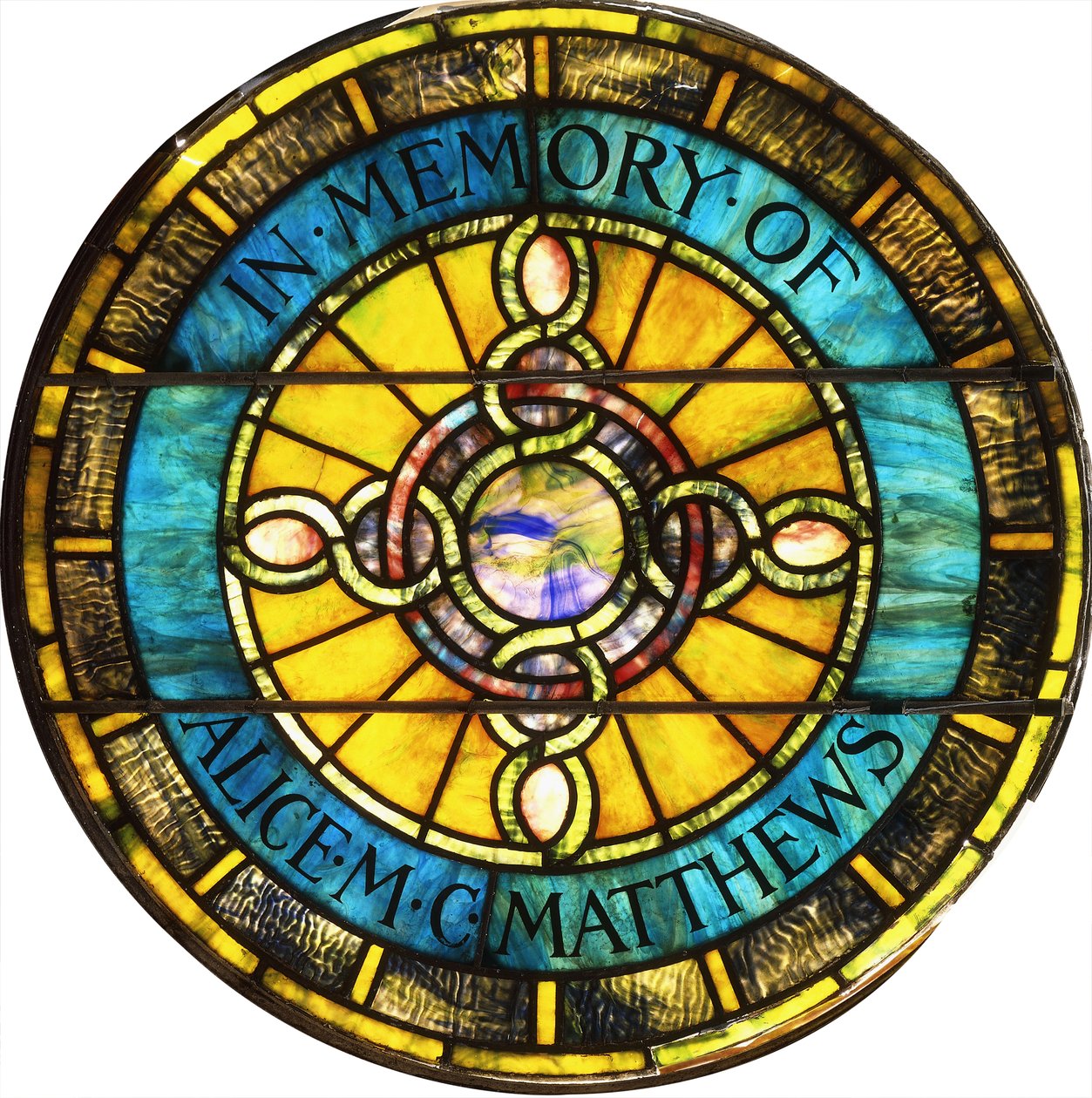 Fenêtre circulaire en verre plombé par Tiffany Studios - Studios Tiffany