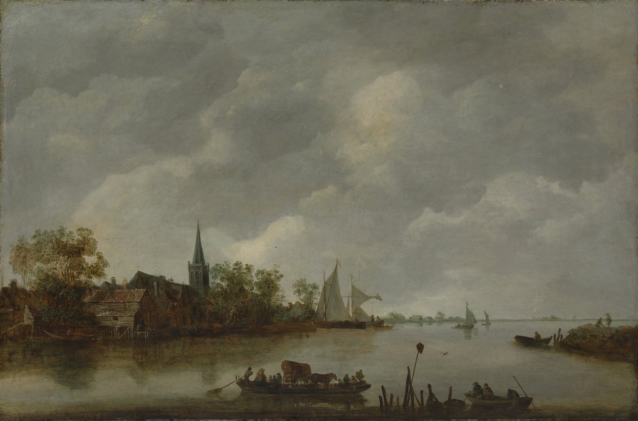 Vue de rivière avec une église de village - Style of Jan van Goyen