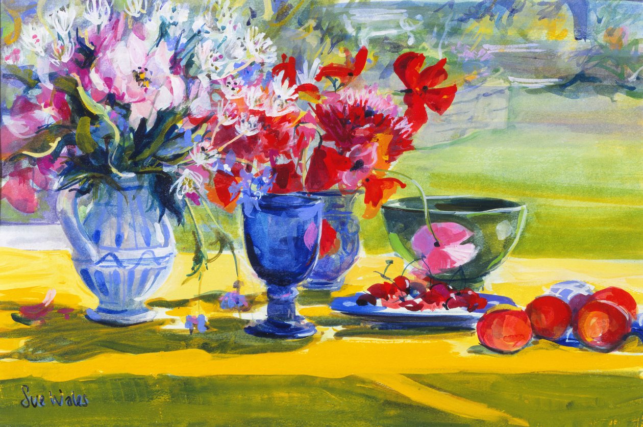 Fleurs de mi-été sur une table de jardin, 1993 - Sue Wales