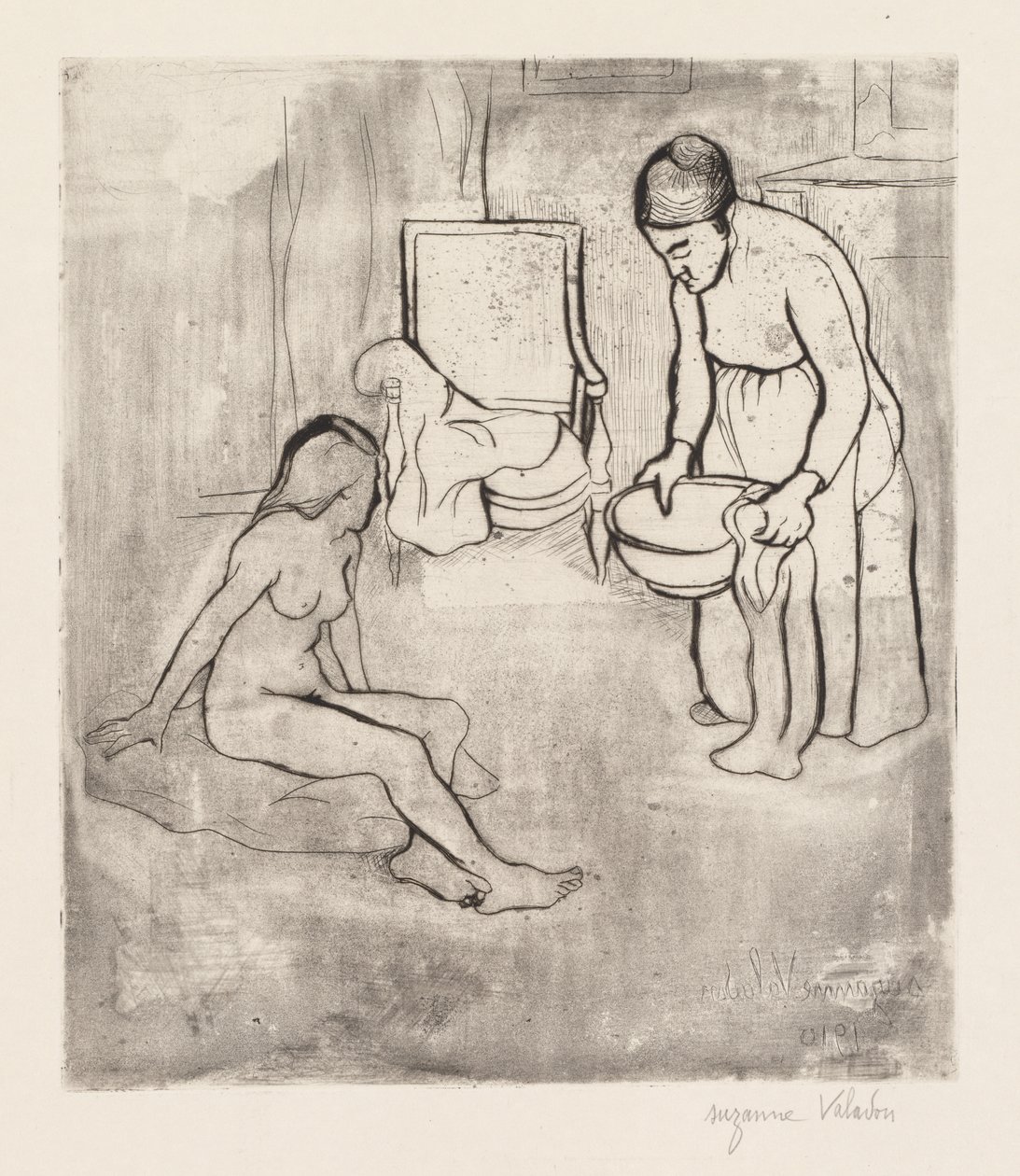 Grand-mère et Louise, nue assise par terre - Suzanne Valadon