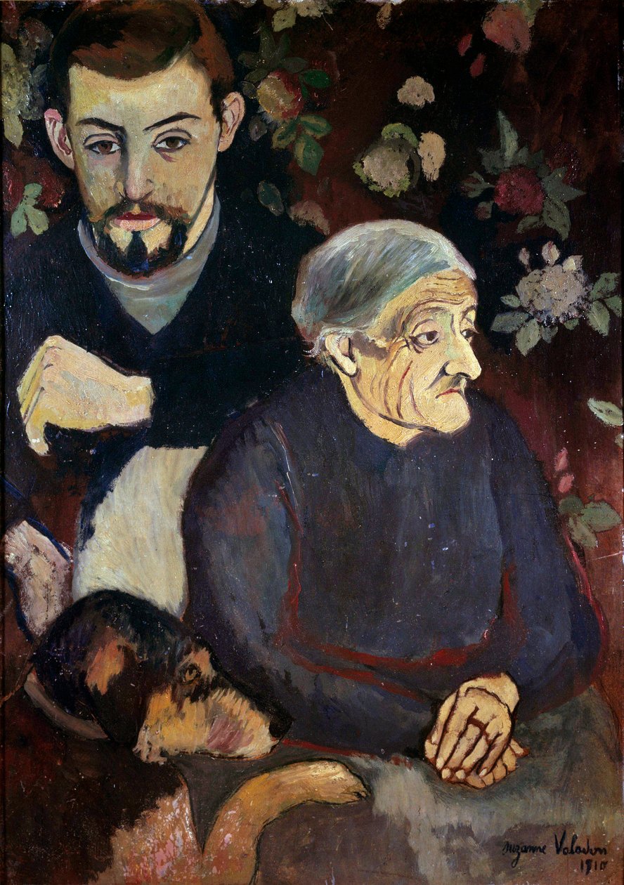 Portrait du peintre Maurice Utrillo, sa grand-mère et un chien. Peinture par Suzanne Valadon (1865-1938) - Suzanne Valadon