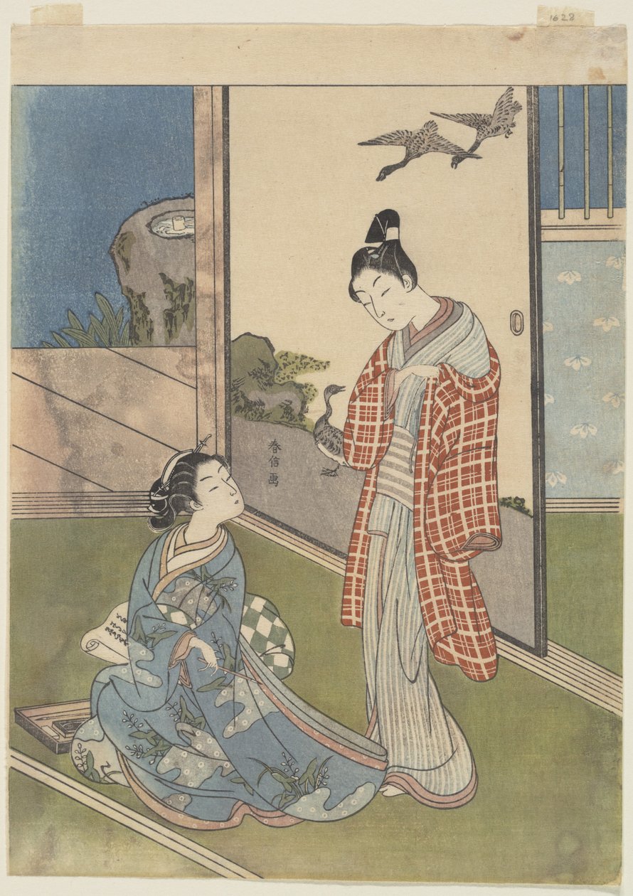 Une jeune fille écrivant une lettre - Suzuki Harunobu
