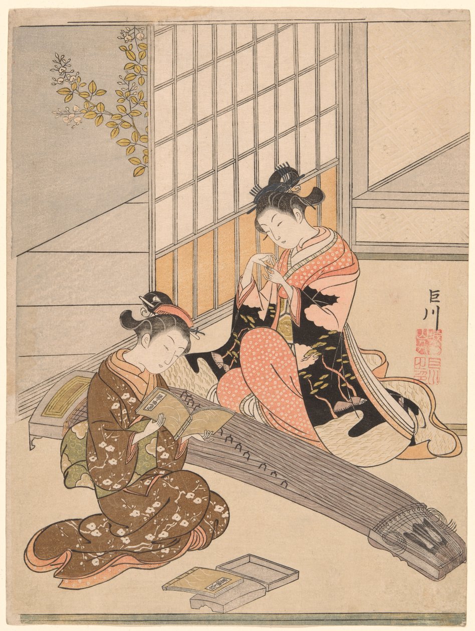 Oies descendantes des ponts de Koto (Kotoji no rakugan), de la série "Huit vues du salon (Zashiki hakkei)" - Suzuki Harunobu