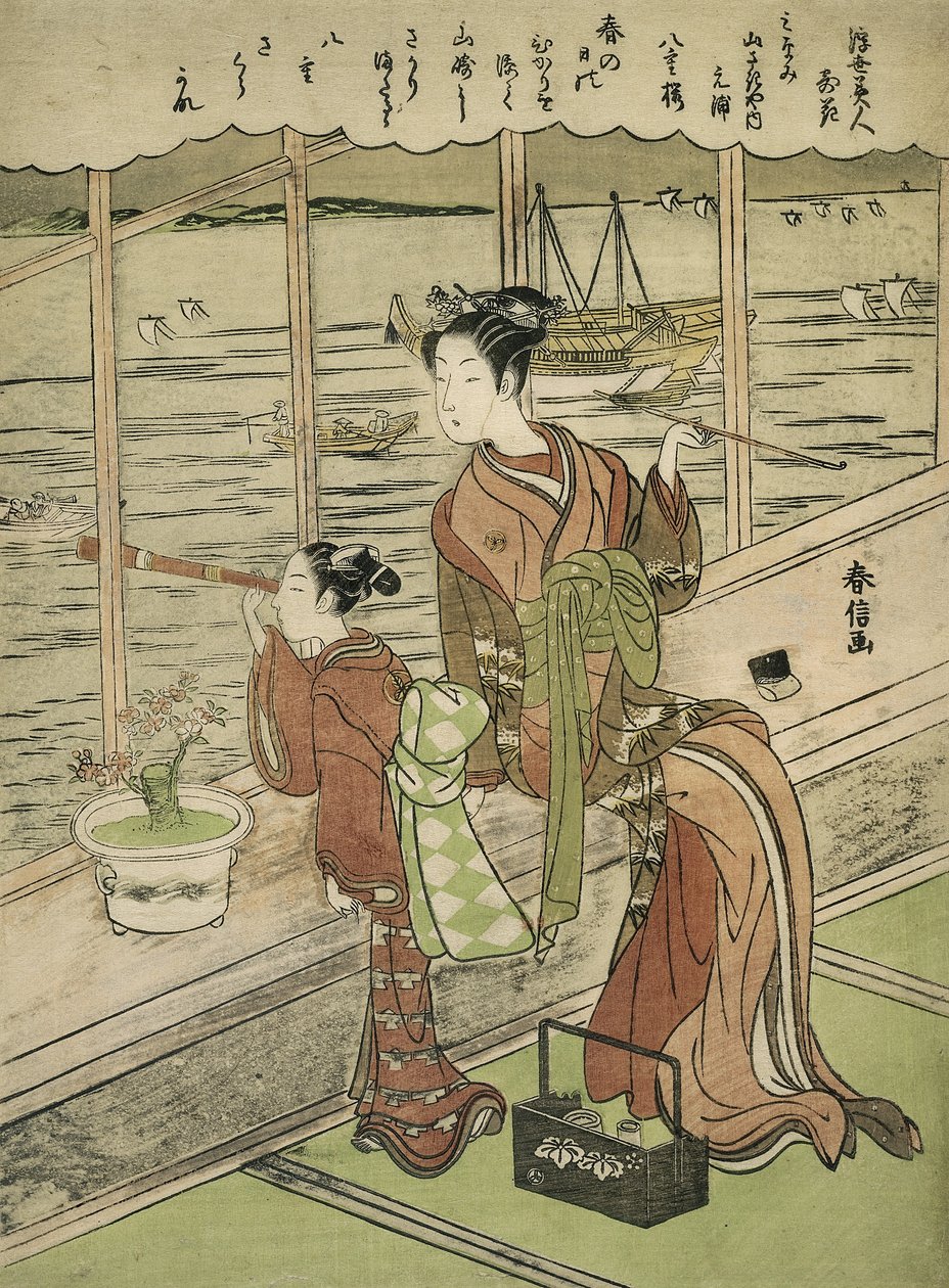 Cerisier à fleurs doubles : Motoura du Minami Yamasakiya - Suzuki Harunobu