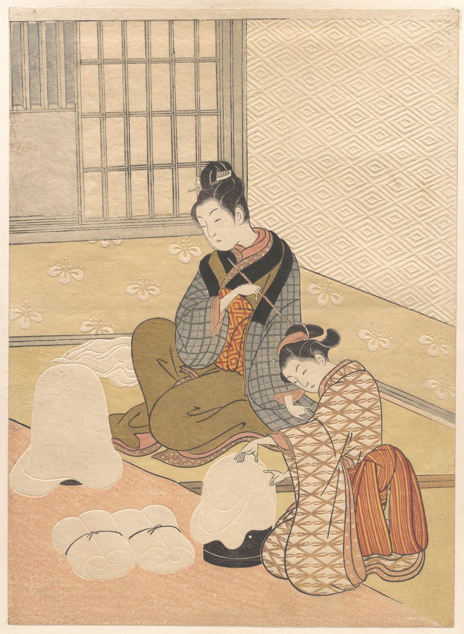 Neige du soir sur le chauffage - Suzuki Harunobu