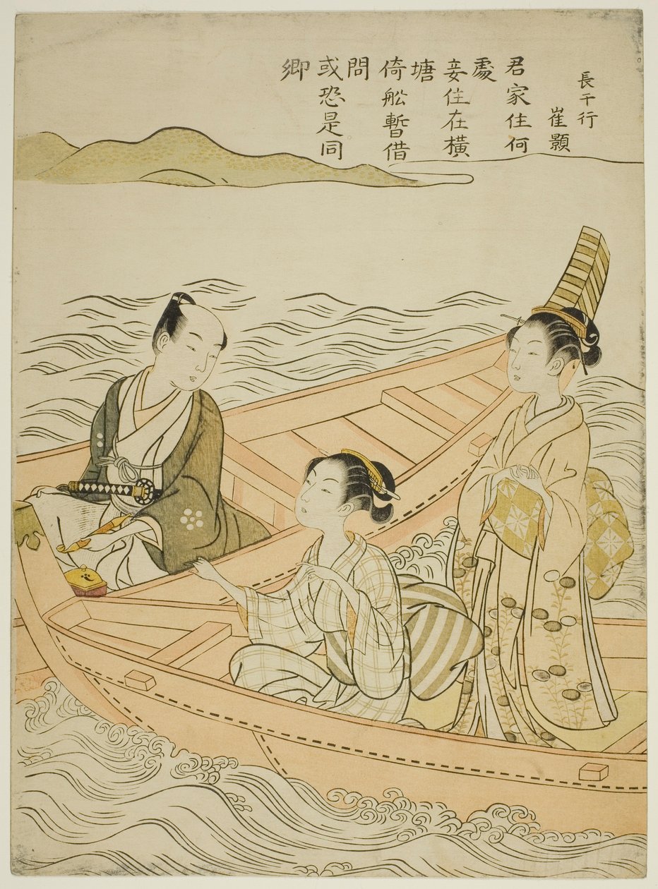 Rencontre sur la rivière (parodie de Hakurakuten) - Suzuki Harunobu