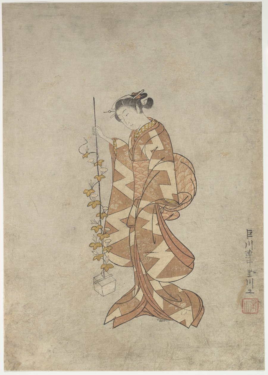 Représentation moderne de la poétesse Kaga no Chiyo - Suzuki Harunobu