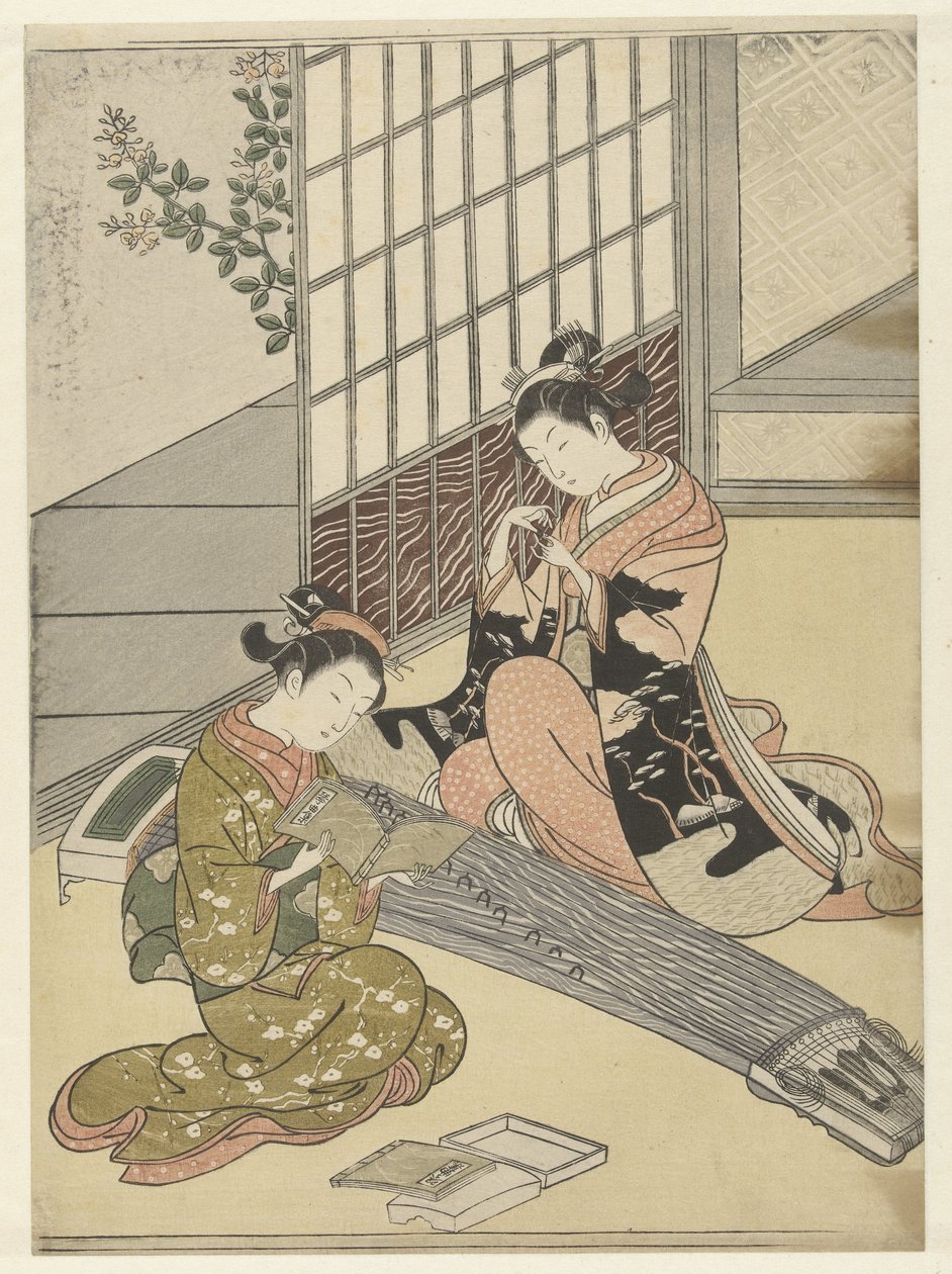 Oies atterrissant près des ponts de koto - Suzuki Harunobu