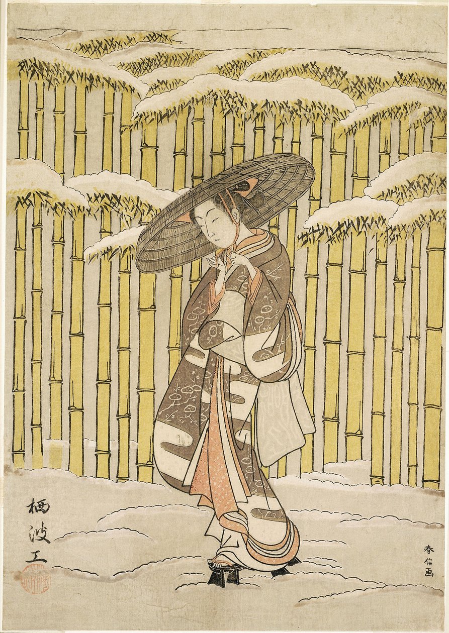 Passage dans le bosquet de bambous - Suzuki Harunobu