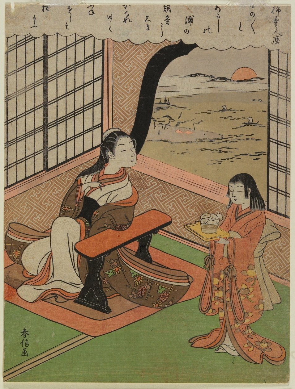 Poème de Kakinomoto Hitomaro - Suzuki Harunobu