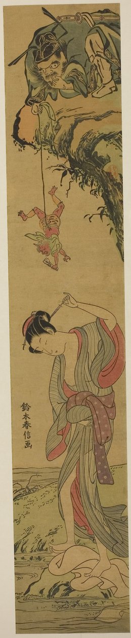 Shoki amoureux, vers 1768 (gravure sur bois en couleur, hashira-e) - Suzuki Harunobu