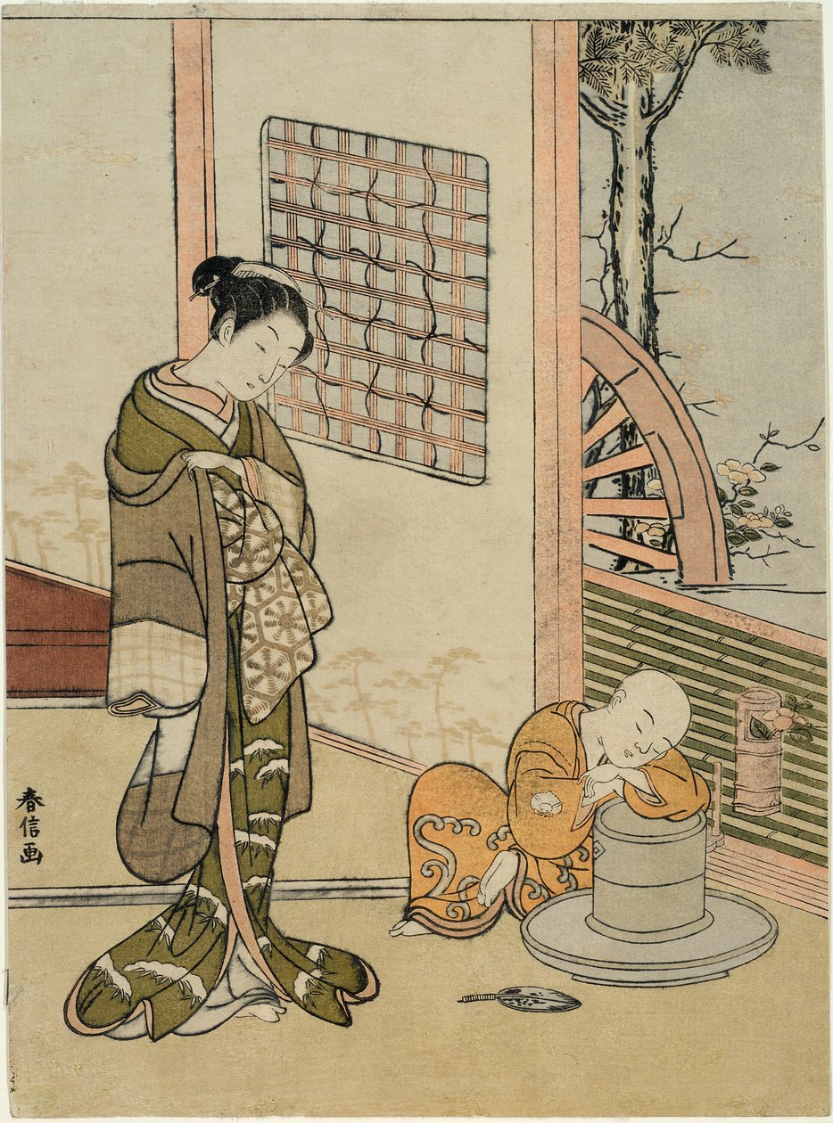 Le garçon de thé endormi (parodie de Hokaso) - Suzuki Harunobu