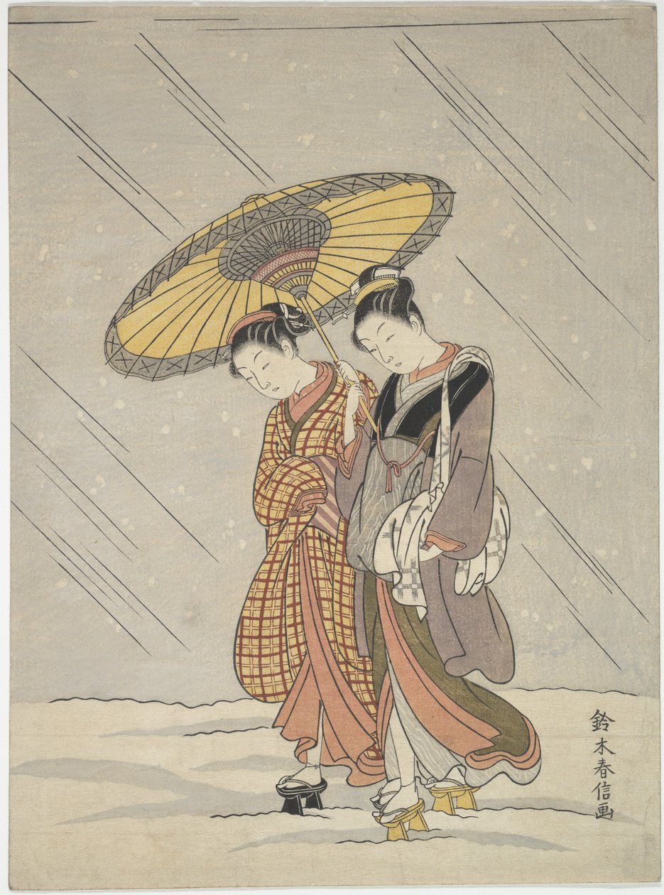 Deux femmes dans une tempête - Suzuki Harunobu