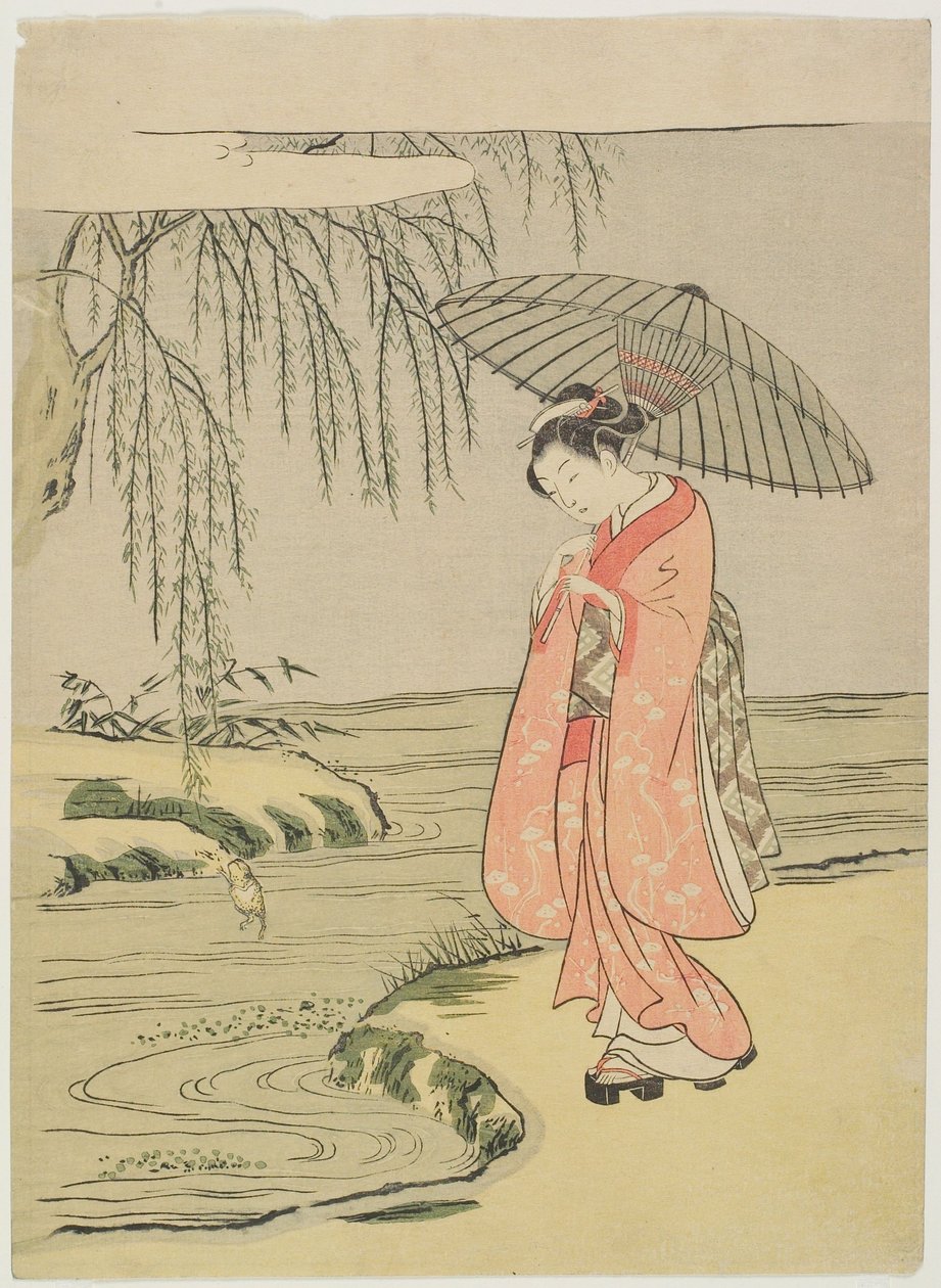 Parodie visuelle du calligraphe Ono no Tōfū (édition ultérieure) - Suzuki Harunobu