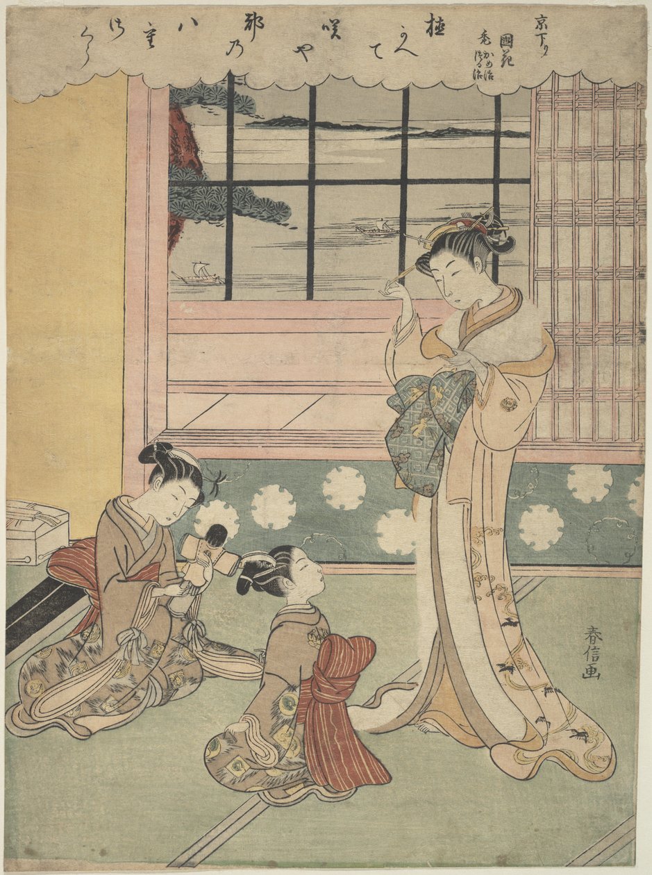 Fenêtre ouverte vers la mer - Suzuki Harunobu
