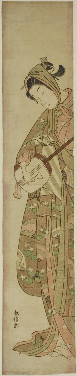 Femme jouant du shamisen - Suzuki Harunobu