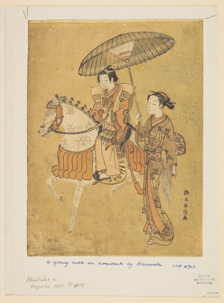 Jeune noble à cheval - Suzuki Harunobu