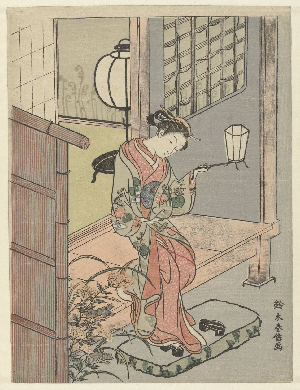 Jeune femme avec une lanterne - Suzuki Harunobu