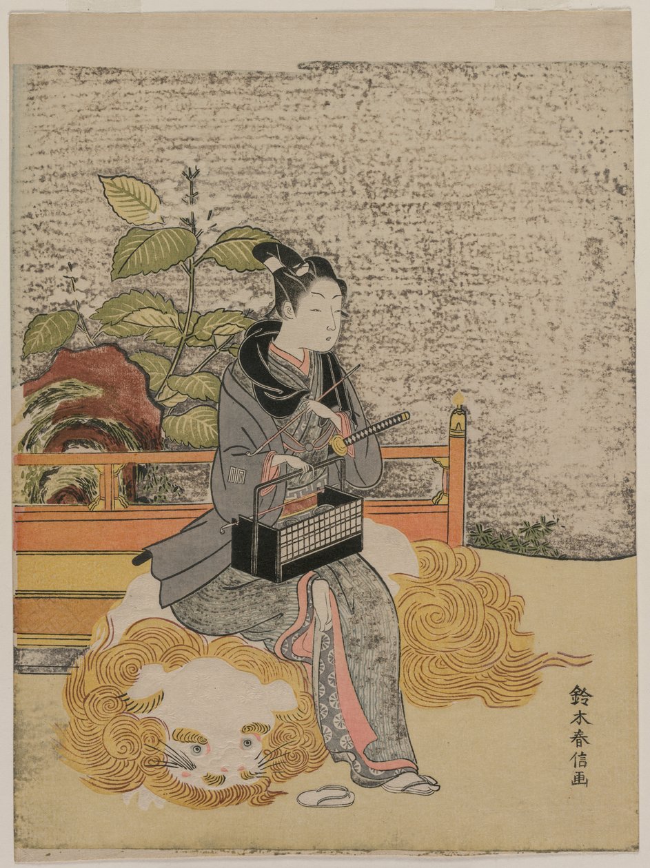 Jeunesse représentant Monju, Dieu de la Sagesse sur un lion, vers 1767 - Suzuki Harunobu