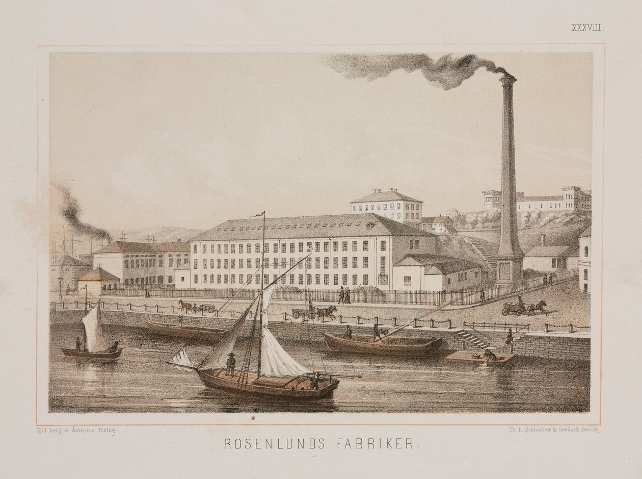Rosenlunds Fabriker, Rosenlunds, Stockholm, Suède, vers 1840 - Swedish School