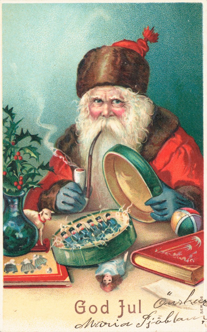 Carte de Noël suédoise (lithographie couleur) - Swedish School