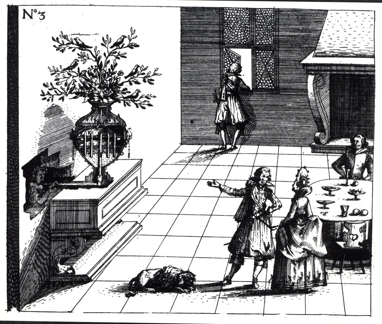 Arbre musical chantant des oiseaux, publié vers 1670 - Swiss School
