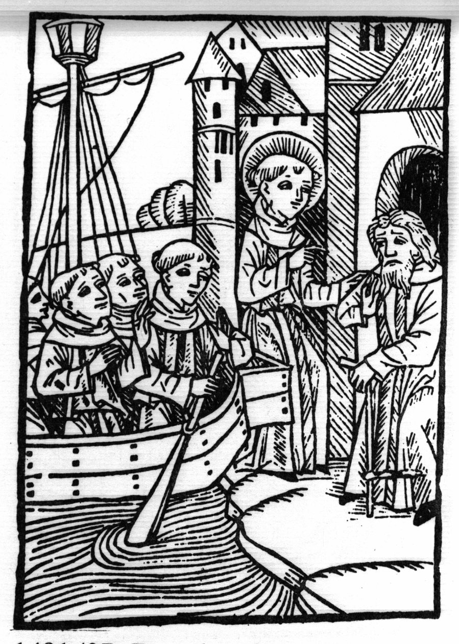 La légende de Saint Brendan (Brandan), héros et saint irlandais du 6ème siècle. Le saint rencontre l