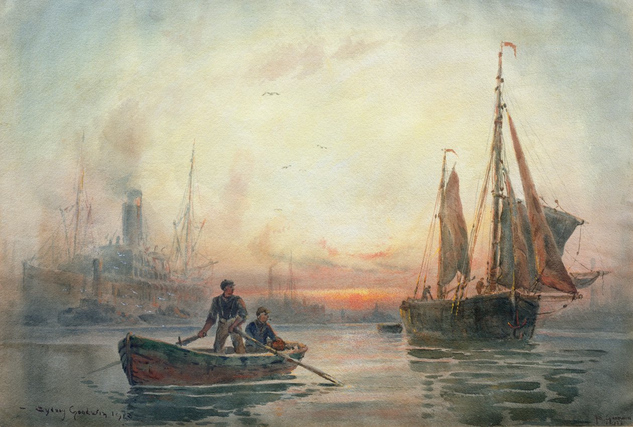 Coucher de soleil dans le bassin de Londres, 1913 - Sydney Goodwin