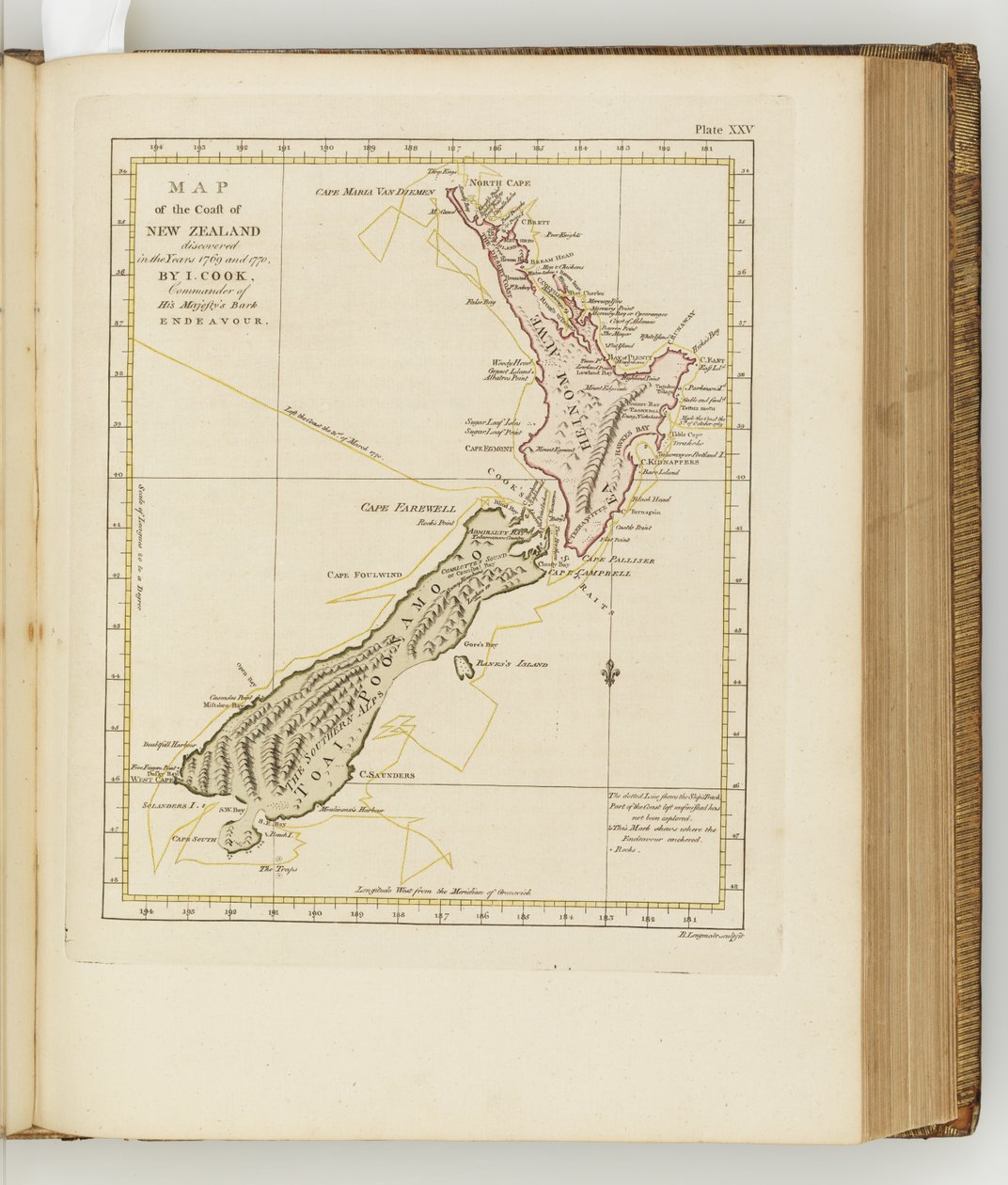 Carte de la côte de la Nouvelle-Zélande, illustration de A journal of a voyage to the South Seas : in His Majestys ship, the Endeavour, 1794 - Sydney
