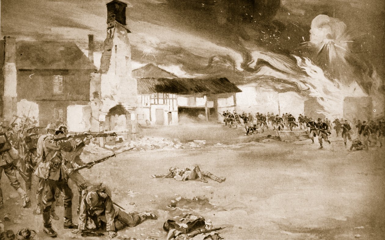 Les Français battent la garde impériale allemande dans un village qui a changé de mains quatre fois, 1914-19 - Sydney Adamson