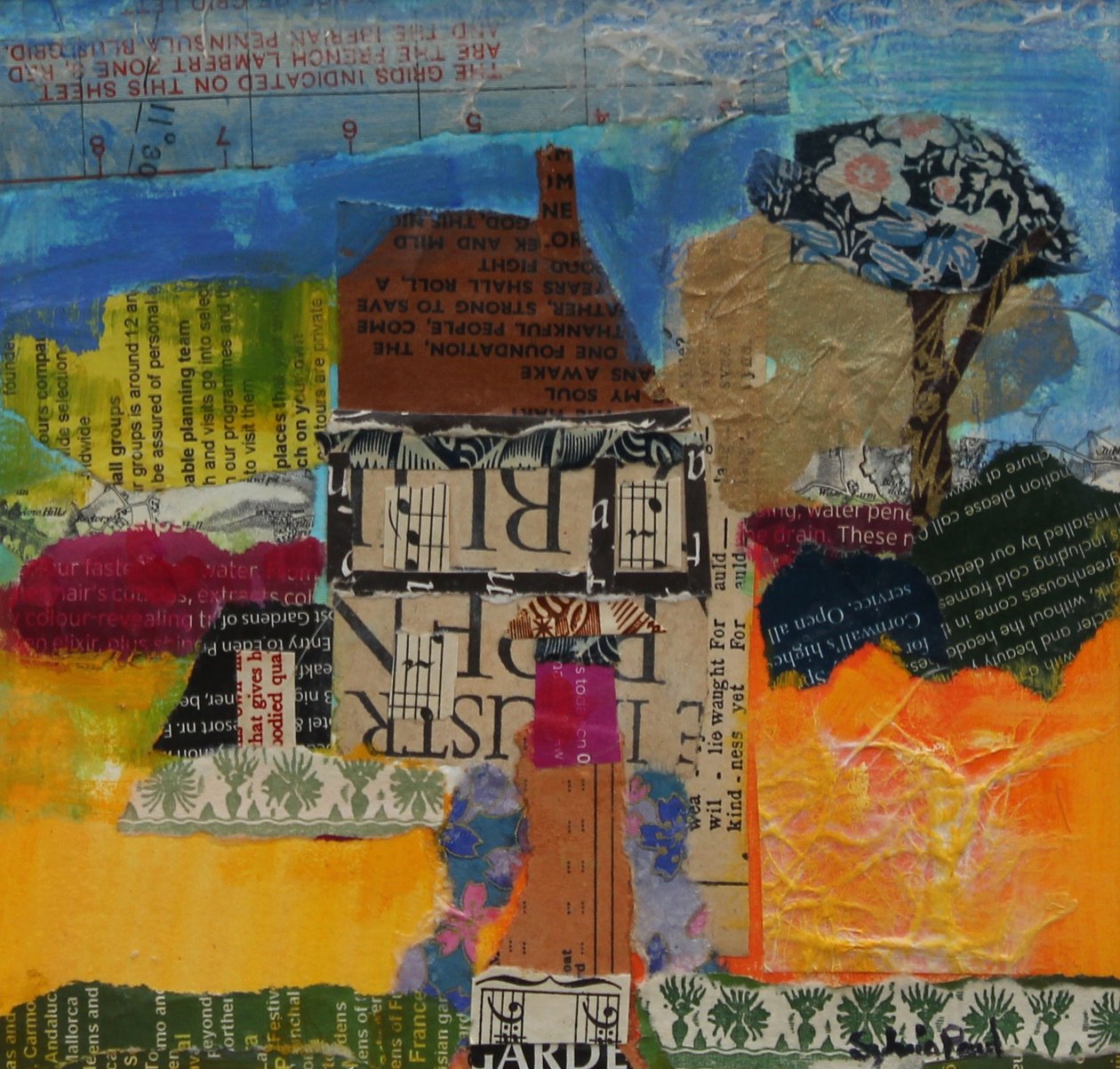 Maison de vacances 2013, collage acrylique sur papier - Sylvia Paul