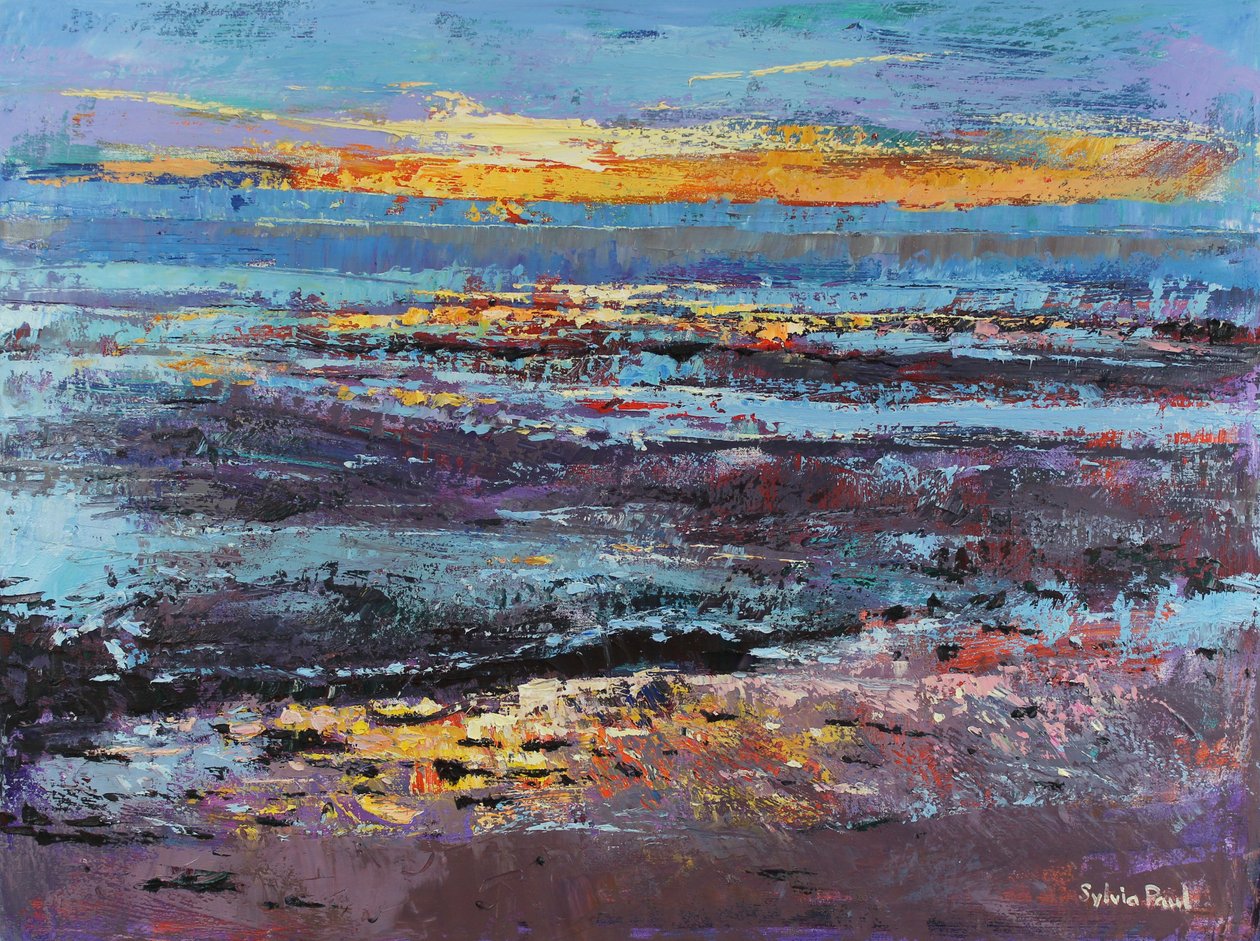 Lever de soleil spectaculaire, 2021 (huile sur toile) - Sylvia Paul