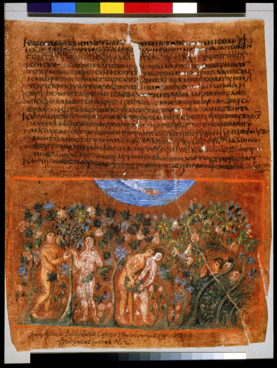 Pleine page : texte et miniature : La chute de l