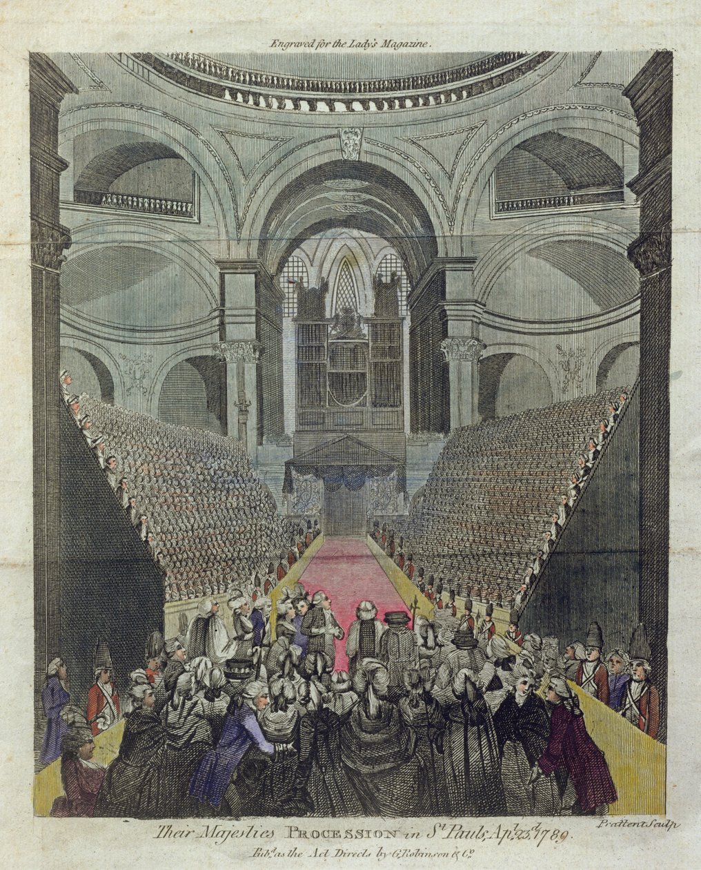 Intérieur de la cathédrale Saint-Paul pendant le service de Thanksgiving pour la guérison du roi George III (1738-1820) le 23 avril 1789 - T. Prattent