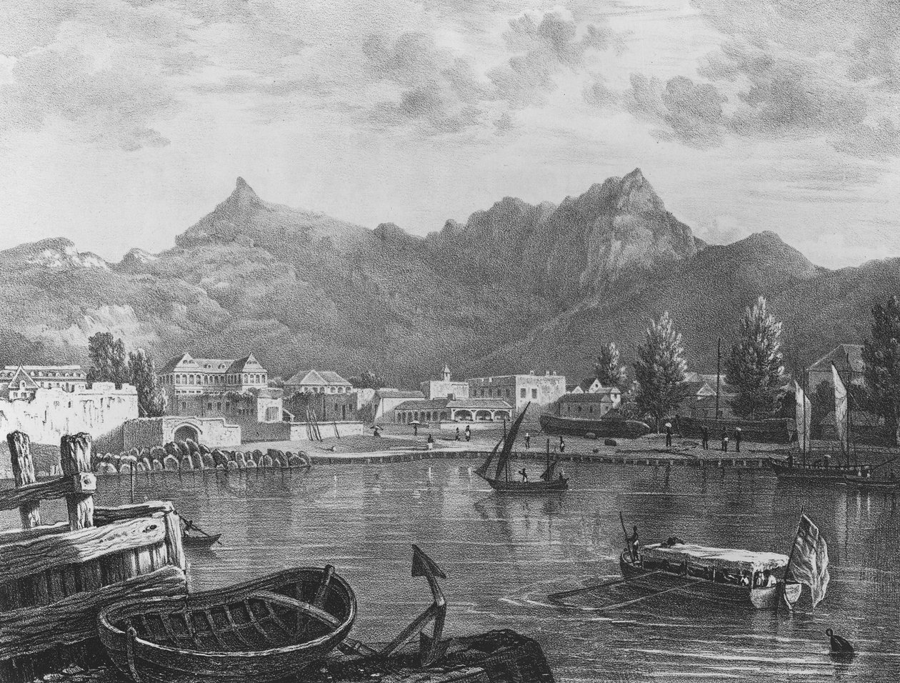 Port Louis, Maurice, du côté est du port, vers 1830 - T. (after) Bradshaw