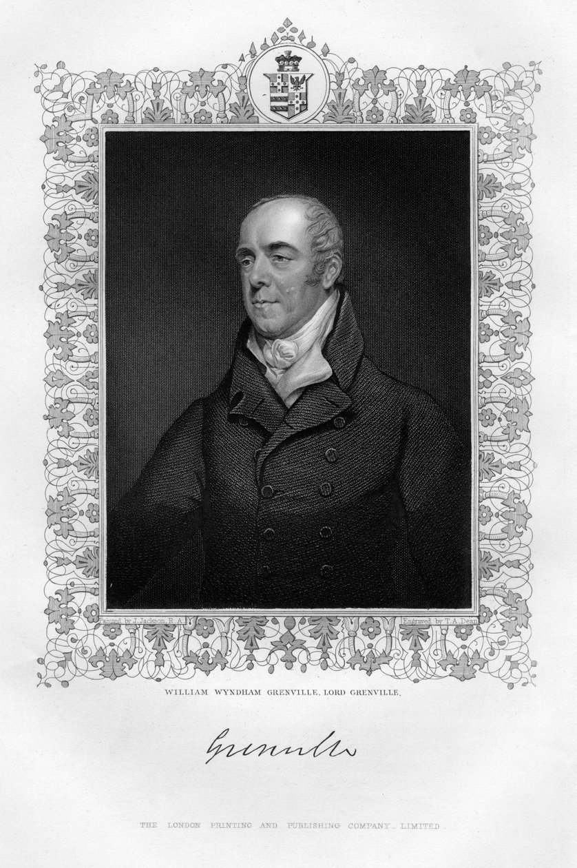 William Wyndham Grenville 1759-1834, 1er baron Grenville, homme politique anglais, 19e siècle - T. A. Dean