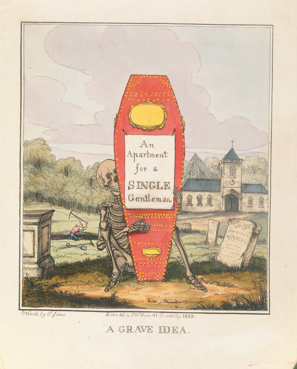 Une idée de tombe : Un appartement pour un célibataire, pub. 1828 - T. Hampson Jones