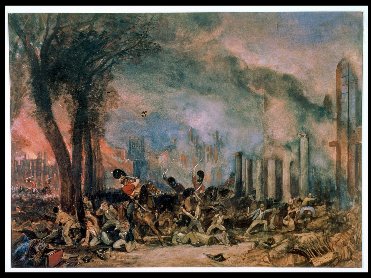 Charge des 3e Dragons Guards à Queen Square, Bristol, lundi 31 octobre 1831 - T. L. and Muller William J. Rowbotham