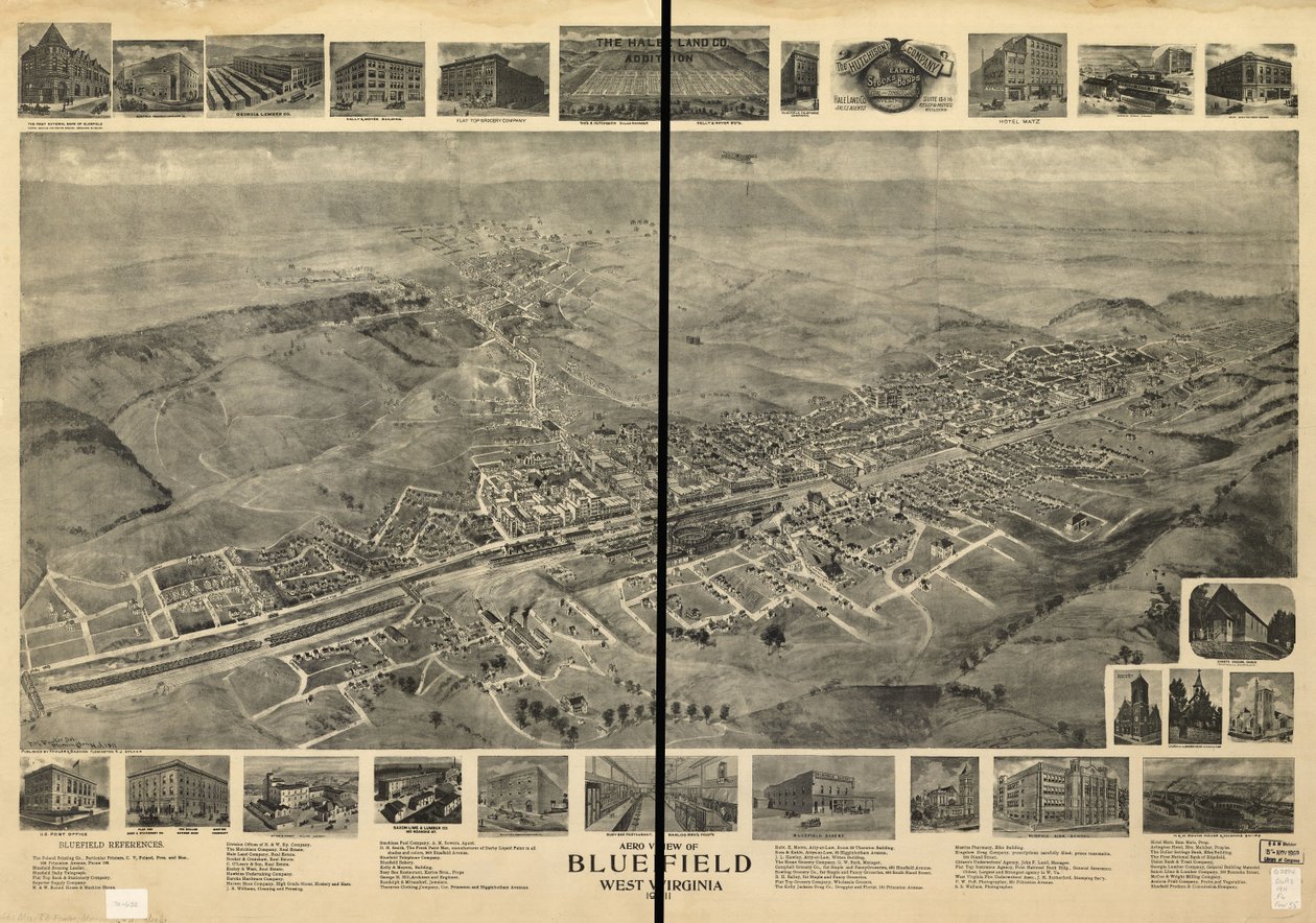 Vue aérienne de Bluefield, Virginie-Occidentale 1911 - T. M. Fowler