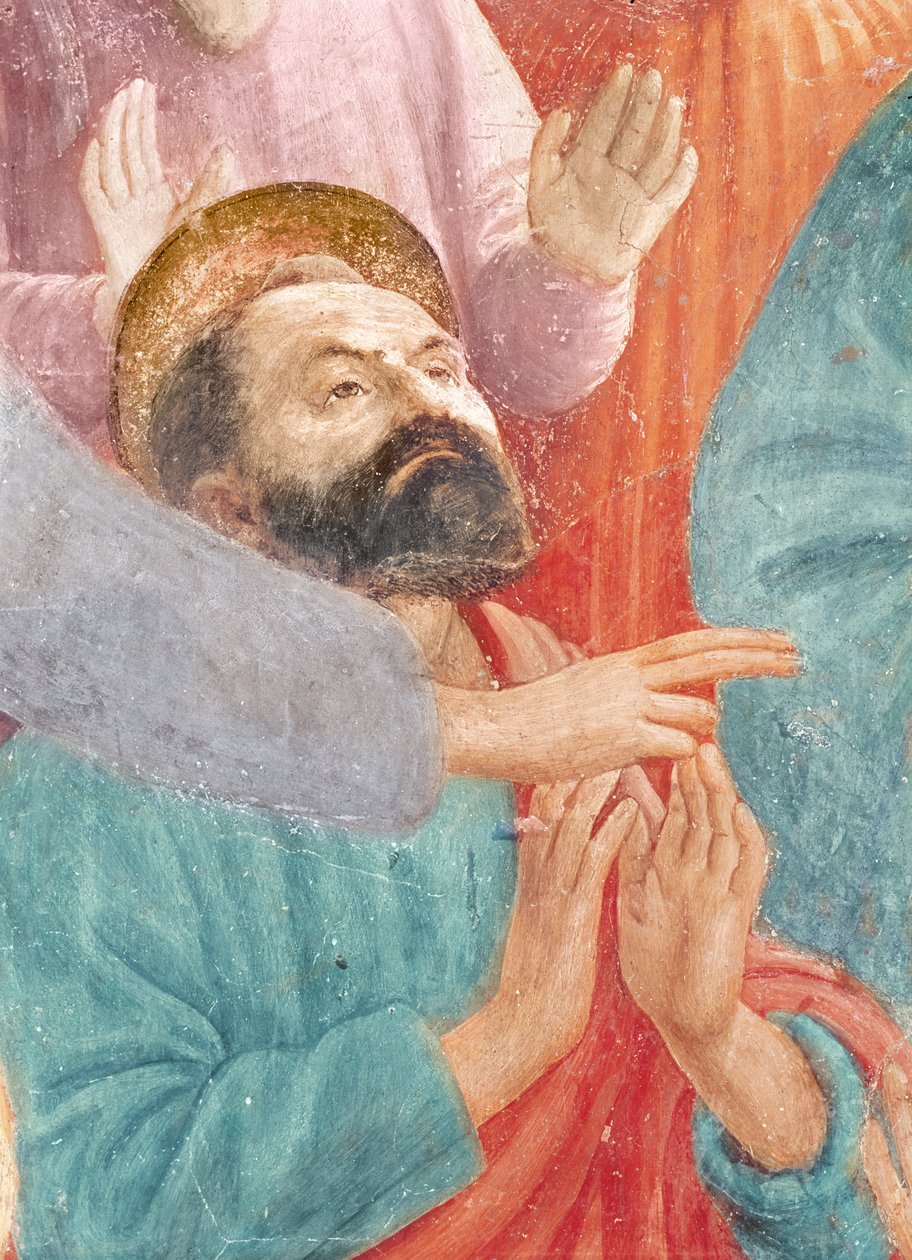 La tête de Saint Paul, de la Résurrection du fils de Théophile, et Saint Pierre intronisé comme premier évêque d